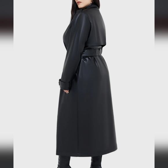 Killstar Sleek Black Trench Coat - Picture 9 of 11